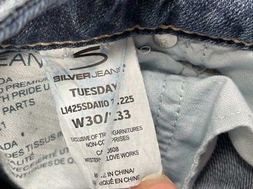 Pantalones de mezclilla para mujer talla W30/L33 plateados Tuesday corte bota medio lavado azul - Imagen 3 de 10