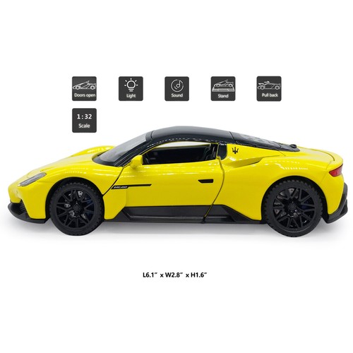 1/32 Maserati MC20 Model Car Diecast Toy Cars Metal Vehicle Toys for Boys Yellow - Picture 2 of 12