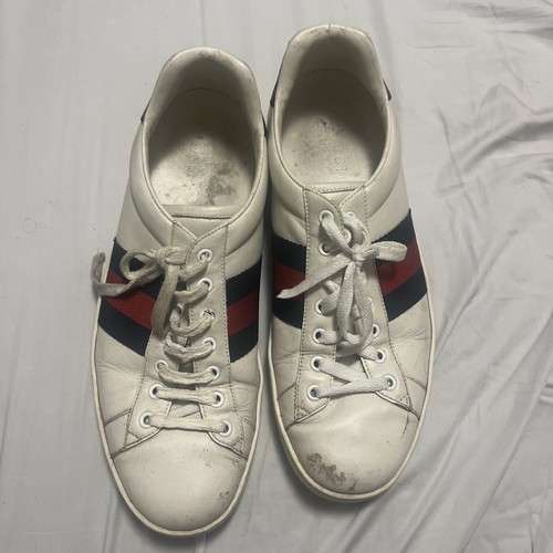 Gucci Ace Classic Men's Leather Sneakers 386750 Made in Italy Size US 10 - Picture 1 of 7