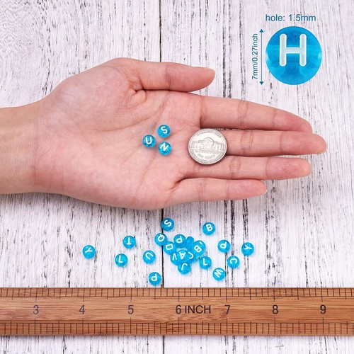 200pcs Transparent Acrylic Alphabet Letter Beads 7mm Flat Round Disc Coin A-Z... - Picture 3 of 5