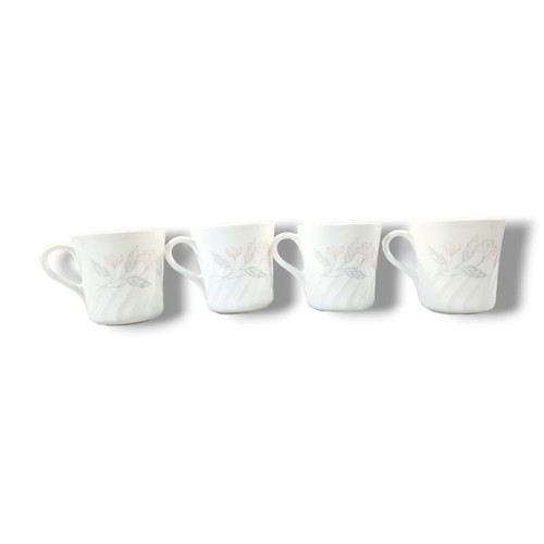 Vintage Corning USA #16 Microwave Safe White Floral Coffee Mug/Cup Set of 4 - Picture 3 of 11