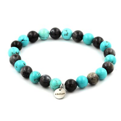 stones And Minerals. Labradorite + Turquoise Bead Bracelet 8 Mm. Made In
