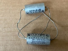 2 NOS Vintage .39 uf 100v Sprague Vitamin Q PIO Capacitors Oil 96P .47 subs (Qty