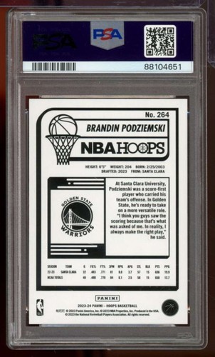 Brandin Podziemski Rookie 2023-24 Hoops Orange Explosion (pop 4) #264 PSA 10 - Picture 2 of 2