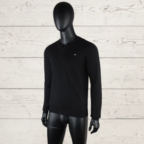 J. LINDEBERG Black 100% Merino Wool V Neck Golf Jumper L Large Men's Pullover - Picture 3 of 24