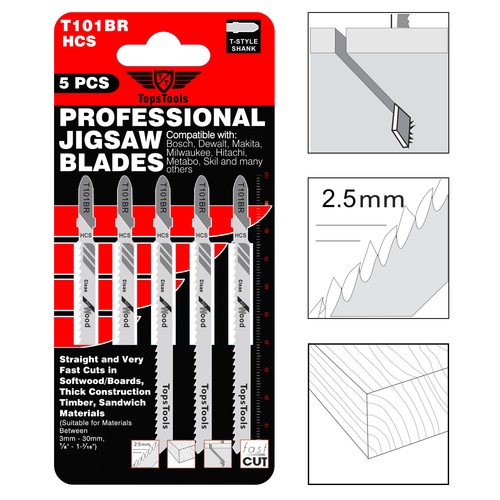 15 x Toptools T101BR heruntergeschnittene Stichsägeblätter für Holz gerade und sauber Bosch - Bild 4 von 5