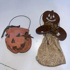 Vintage Primitives by Kathy Retro Halloween Jacko Lantern Rusty Metal Ornaments