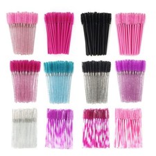 50Pcs Disposable Eyelash Brush Soft Head Crystal Eyebrow Lash Extension Mascara