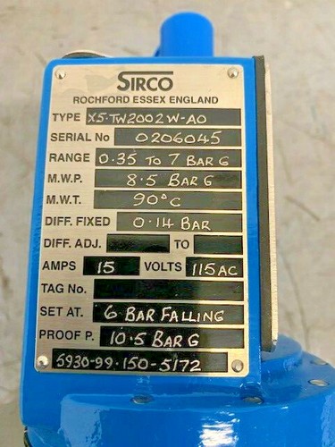 Sirco Controls Druckschalter X5-TW2002W-A0 0,35 bis 7 bar 115VAC 99-150-5172 - Bild 6 von 6