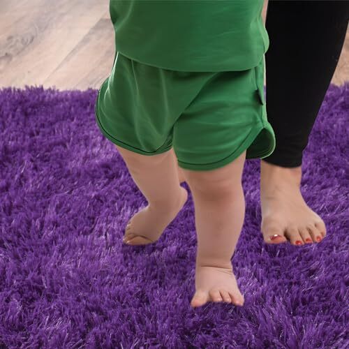 Soft Shag Rugs for Bedroom, 4x6 Fluffy Shaggy Rugs for Living 4x6 Feet Purple - Picture 6 of 7