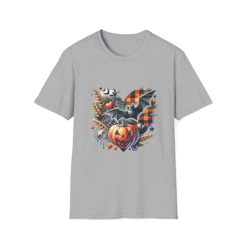 Halloween Herbst Kürbis Fledermaus Herz Unisex Softstyle T-Shirt - Bild 14 von 37