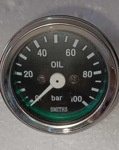 Smiths Oil (bar 100 ) Pressure Gauge Black Chrome - Picture 1 of 4