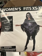 Halloween Costume Spooky Skull Poncho Woman New Adult