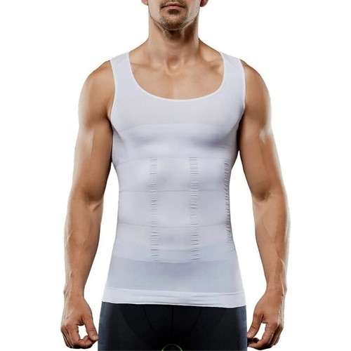 MENS SLIMMING VEST Body Shaper Chest Belly Waist Trainer Compression Shirt Tank - Picture 2 of 12