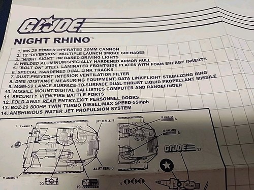 1988 G.I. Joe ARAH Arctic Blast Instructions Blueprint - Picture 3 of 5