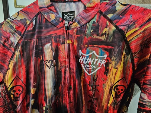 Camiseta deportiva de ciclismo grande multicolor de manga corta de manga corta de Hunt Bros para hombre - Imagen 2 de 4