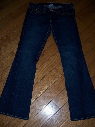 TRUE RELIGION WOMEN'S JOEY DARK DENIM JEANS SIZE 31 99% COTTON - Picture 2 of 3