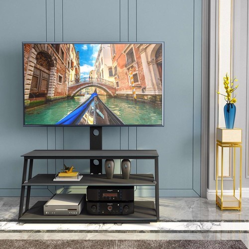 Height Adjustable Tempered Glass 32-56" TV Stand Black - Picture 3 of 8