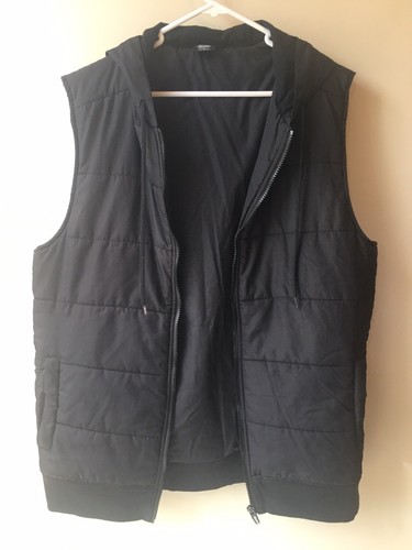 Bonds Black Puffer Jacket Vest Hoodie Sleeveless Sz L - Picture 4 of 8