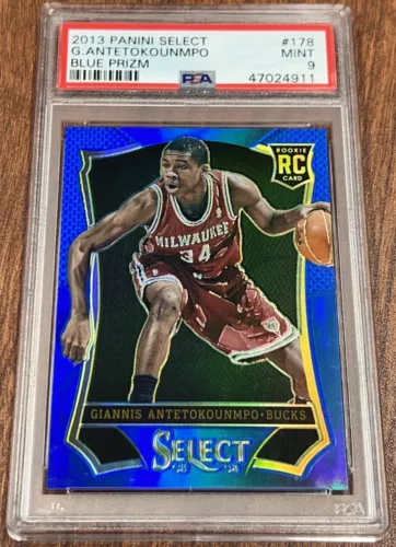 2013-14 PANINI SELECT GIANNIS ANTETOKOUNMPO BLUE PRIZM ROOKIE 1/49 1/1 PSA 9 RC