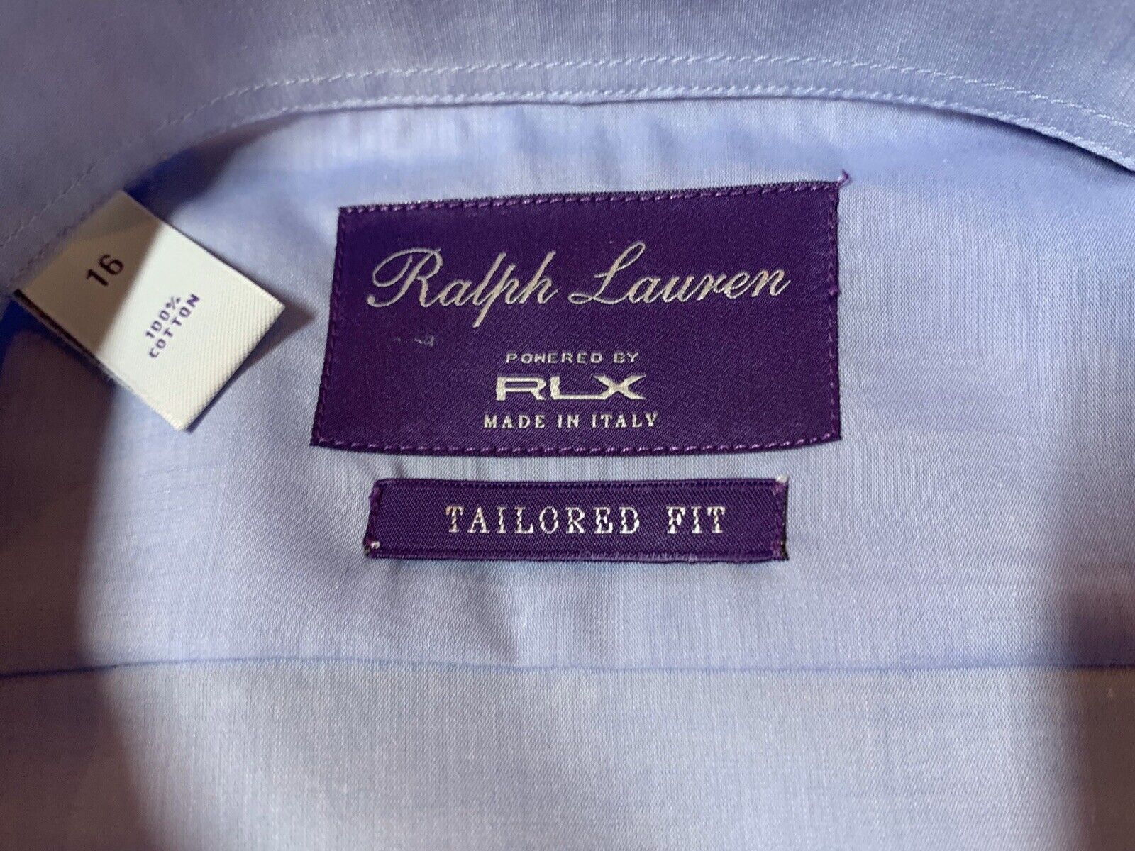 Ralph Lauren Purple Label Blue Shirt Size Large Tailored Fit Made In Italy