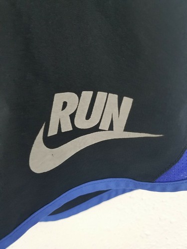 Womens Nike Running Shorts Tempo SZS Black Blue Trim Swoosh Lined Outdoors A25 - Picture 2 of 4