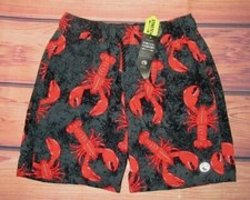 MENS OCEAN CURRENT 4-WAY STRETCH LOBSTER CHARCOAL RED LINED SWIM BOARD SHORTS S