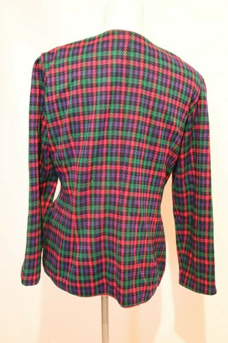 Dorothy Samuel Houndstooth Jacket Womens M Tartan Cropped Blazer 80s Vintage - Picture 8 of 11