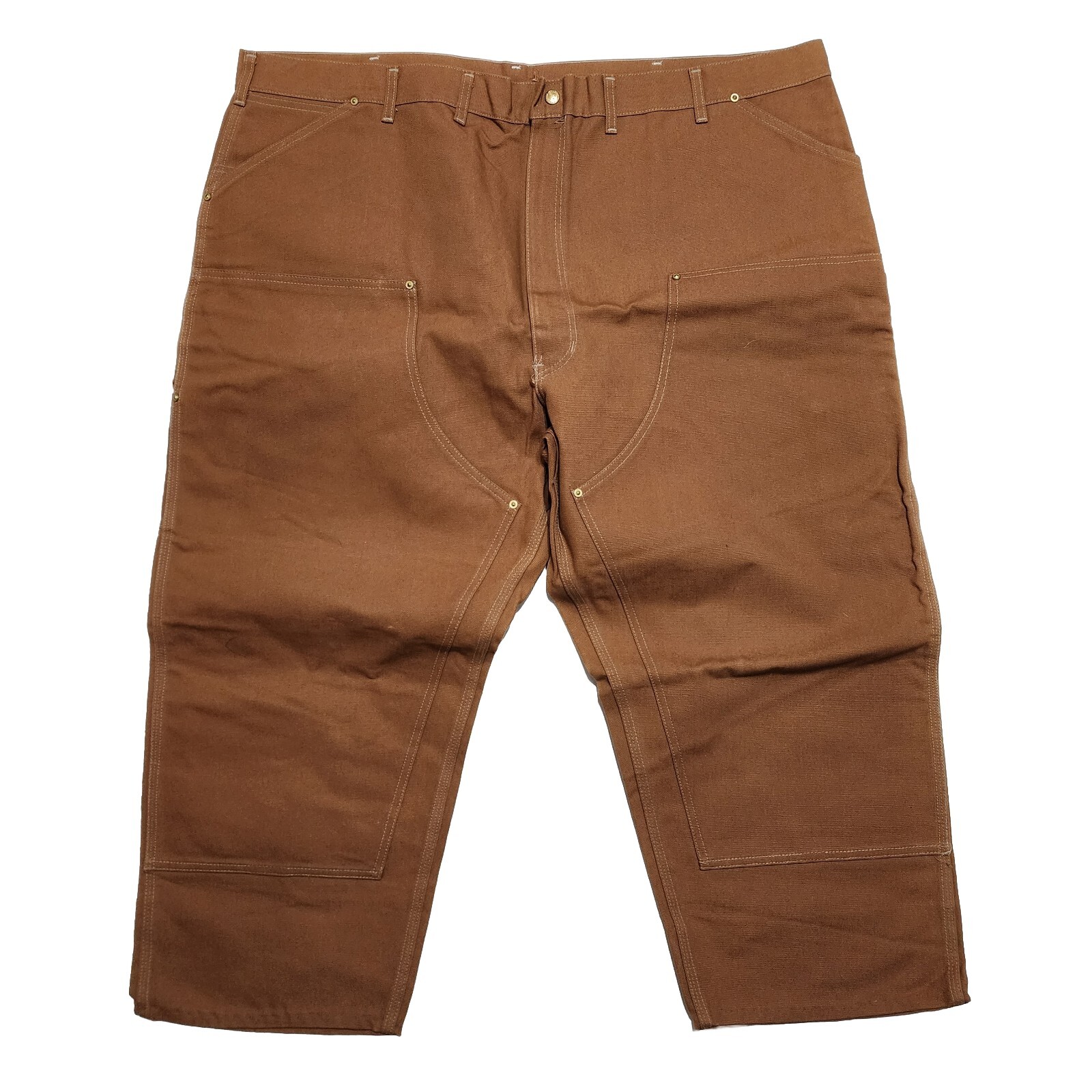 Round House Double Knee Duck Overalls, Made in USA, Men's, Size W37 cotton beige type brown Vintage Second Hand