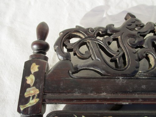 MIROIR MURAL EN BOIS SCULPTE XIX° SIECLE 1880/1900 PALISANDRE/NACRE - Picture 16 of 24