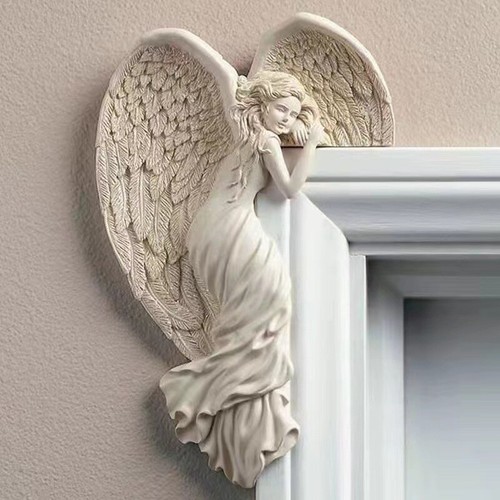 Resin Distressed Angel Sculpture for Door Frame Ornament Corner Angel Watching - Picture 8 of 9