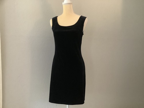 Jessica McClintock Black Velvet Stretch LBD Sz6 - Picture 2 of 5