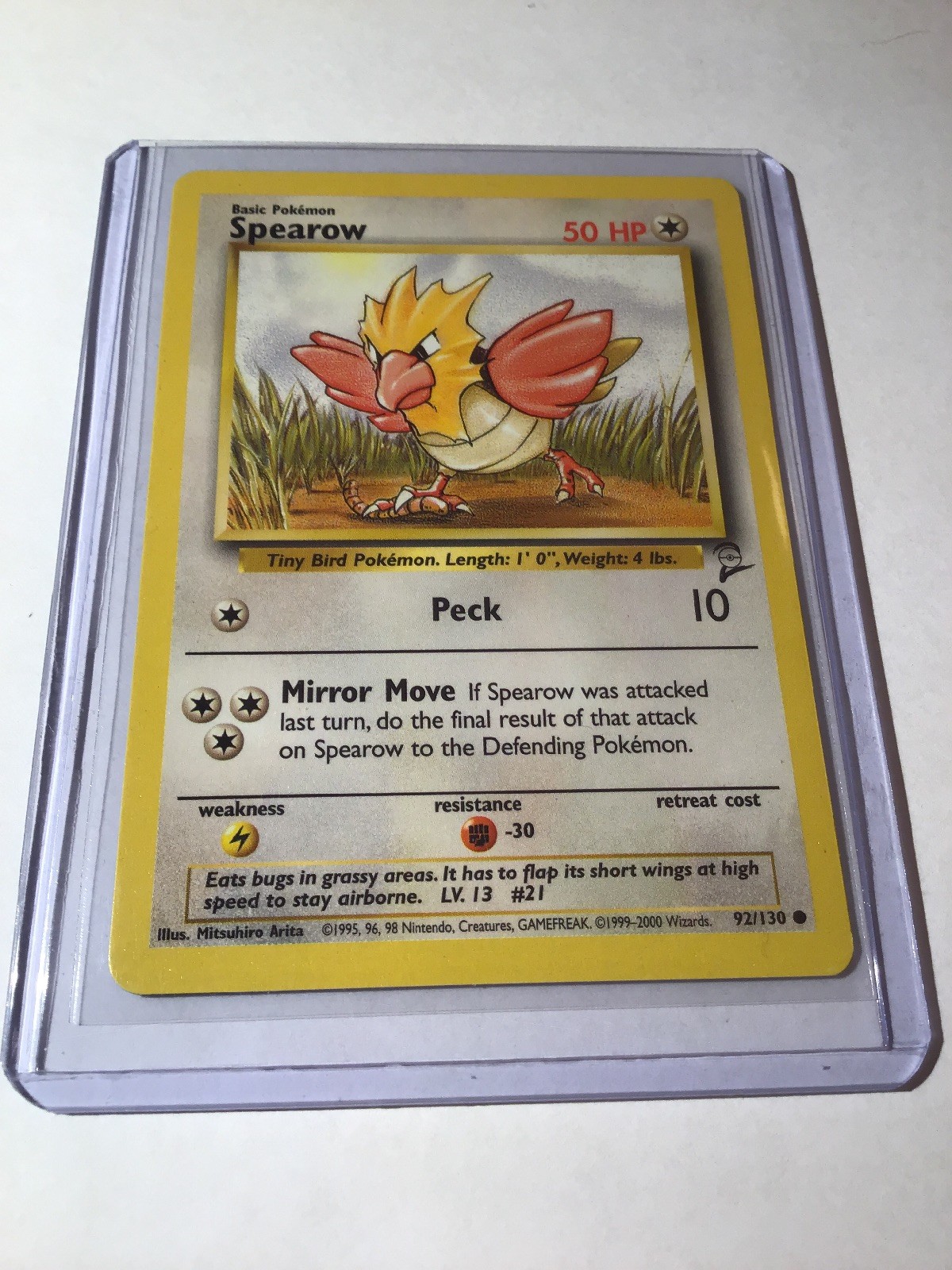 SPEAROW - Base Set 2 - 92/130 - Common - Pokemon Card - Unlimited Edition NM