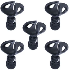 5 PACK Lot of flexible rubberized plastic mic clips holder for microphone stand