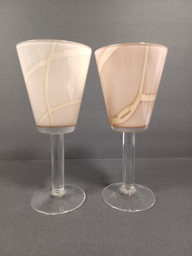 Mundgeblasene Glas geometrische rosa Kelche 2er Set - Bild 3 von 7
