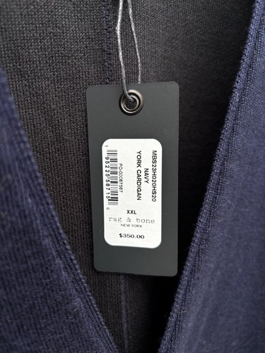 NWT $350 Rag & Bone York Cardigan Wool Cotton Blue Sz 2XL - Picture 4 of 8