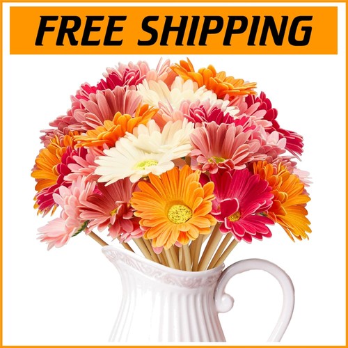 Colorful 15 Inch Faux Gerbera Flowers Set - Perfect for Weddings & Home Decor