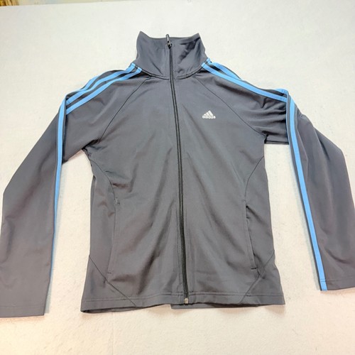 Adidas Track Jacket Full Zip Athletic Warm Up 3 Stripe Gray Blue M, Fashion,prep - Picture 4 of 9