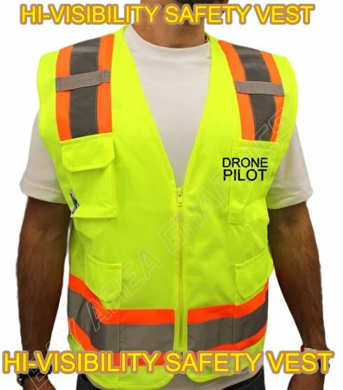 LICENSED COMMERCIAL DRONE PILOT SAFETY VEST HI-VISIBILITY REFLECTIVE #7 - Image 2 of 4
