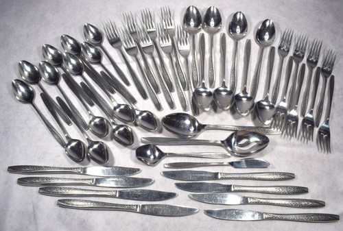 Vintage Epic Gemini Stainless Steel Flatware 50-piece Set, Mid-Century Modern
