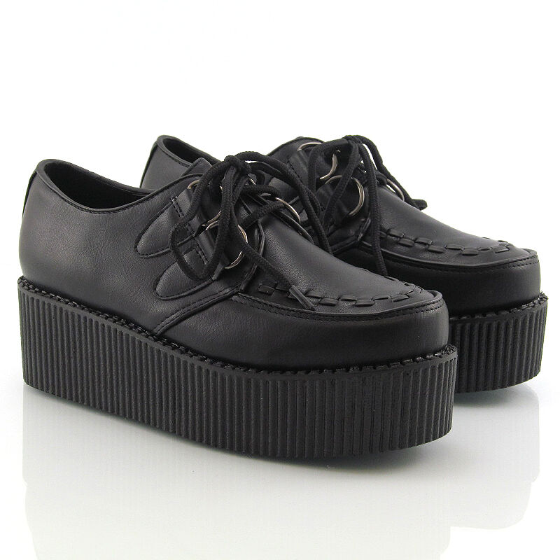 Creeper Shoes Gótico de Couro Preto | Sapato Feminino Nunca Usado 82486147  | enjoei