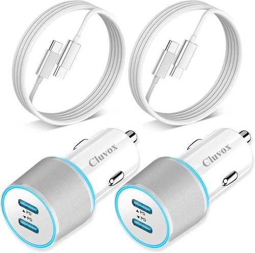 Cluvox 2 Pack 40W Fast USB C Car Charger Adapter for iPhone 16/15 Pro...
