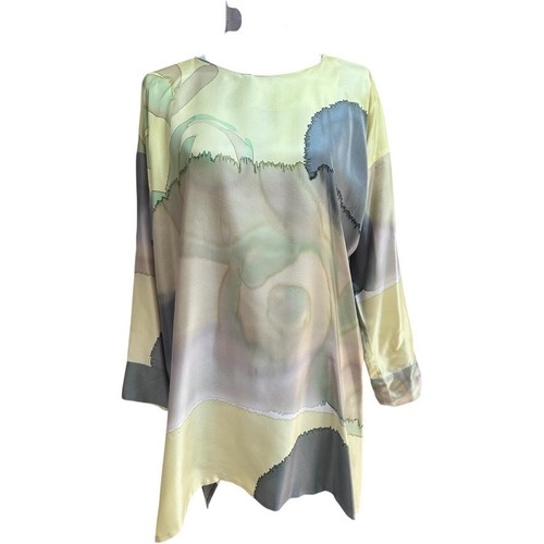 Handwerkliche handbemalte 100 % Seide Bluse abstrakt tragbar Kunst Galerie Stil