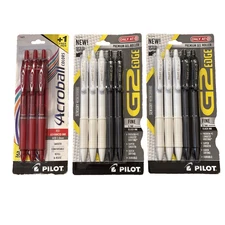 Lot of 2 Pilot G2 Edge Black 0.7mm 5ct + 3ct Red Gel Pens Premium Set New