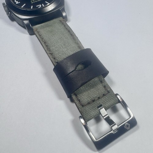 24 mm GRÜN Distressed Stoff Panerai Canvas Uhrenarmband BR01 BR03 BRAUN Naht - Bild 9 von 13