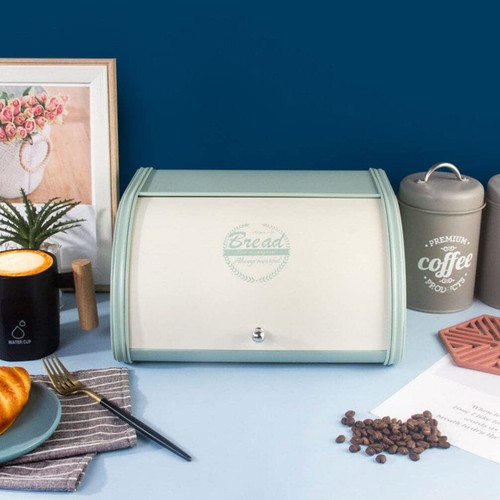 Bread Bin Roll Top Bread Box Metal Bread Case Bread Storage Bin Container Far... - Picture 7 of 9