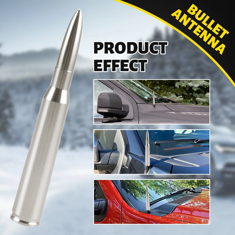 Antena Premium de 5,3 pulgadas de aluminio Gunmetal plateada apta para Ford F-450 Super Duty Foto 3 de 4