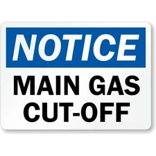 Gas Cut Off Notice Aluminum Weatherproof Sign b01729