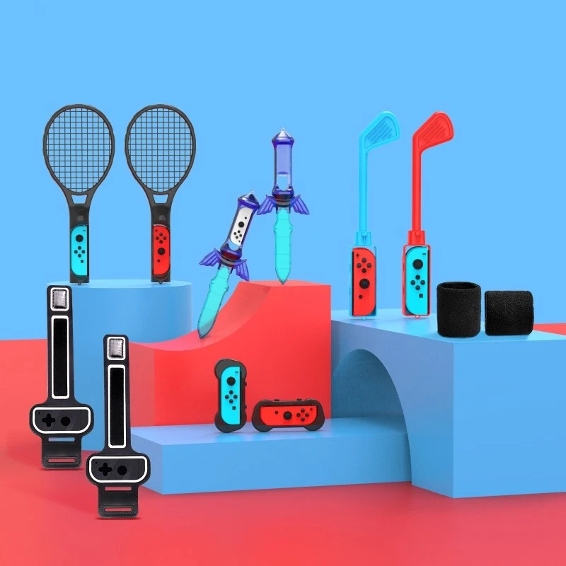 OLED Switch Controller Game Set Grips Tennis Rackets Fitness Leg Strap Sword 12P - Image 2 of 4