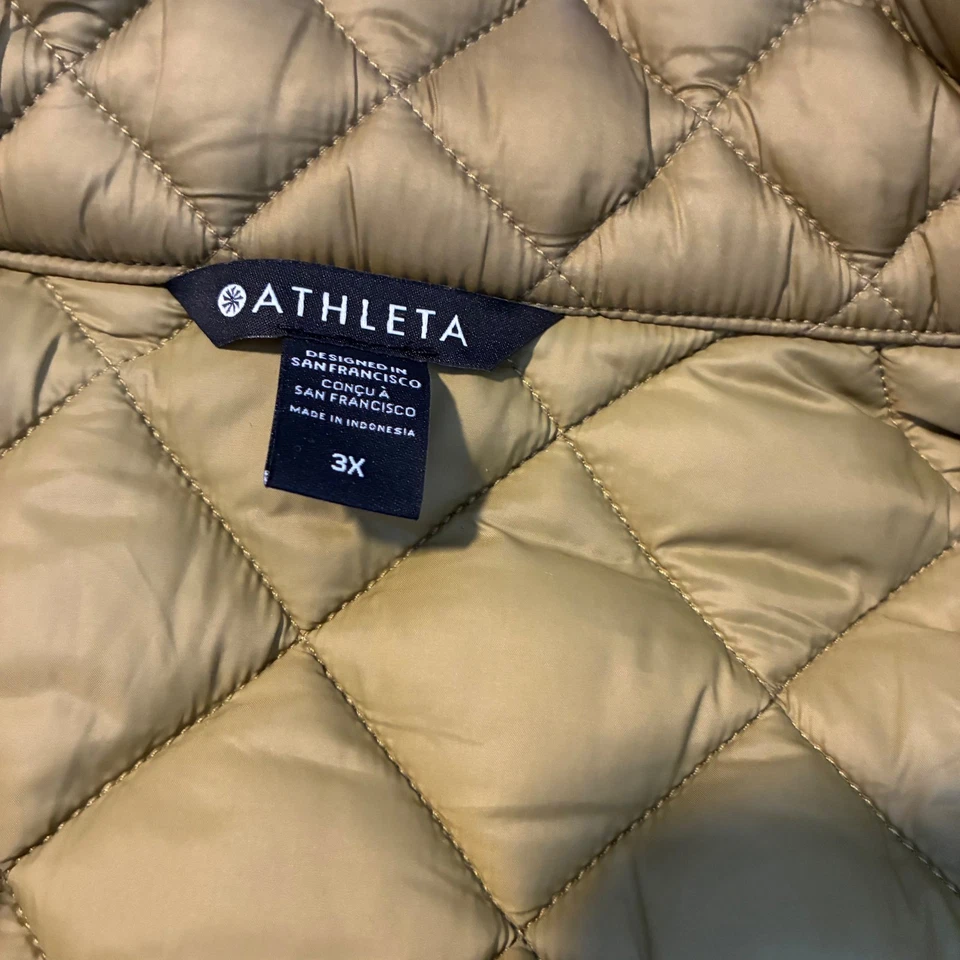 Chaleco acolchado sin plumas Athleta Whisper verde oliva talla grande 3X Foto 3 de 4